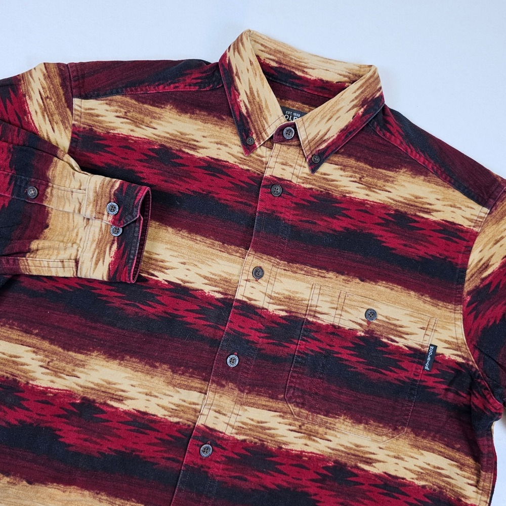 Woolrich Mens Medium Southwestern Aztec Flannel Shirt Red Black Tan Long Sleeve